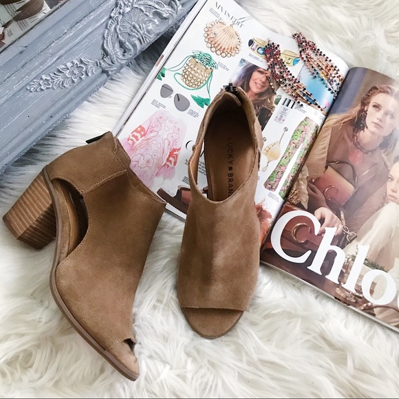 Lucky Brand Keight Suede Open Toe Bootie Sandal ✨ - Picture 2 of 7